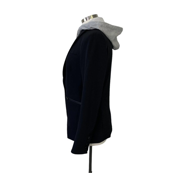 Veronica Beard Women's Size 6 Black Scuba Dickey Blazer with Gray Hooded Dickey - Picture 4 of 13